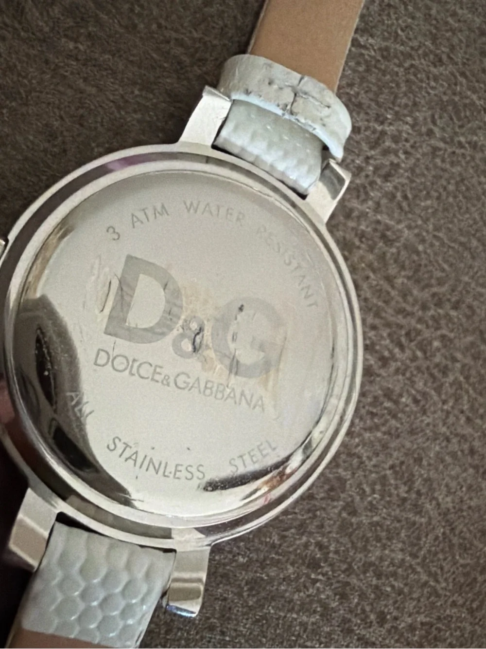 Rare D&G Dolce & Gabbana Hoopla watch Leather White Band Waterproof Works